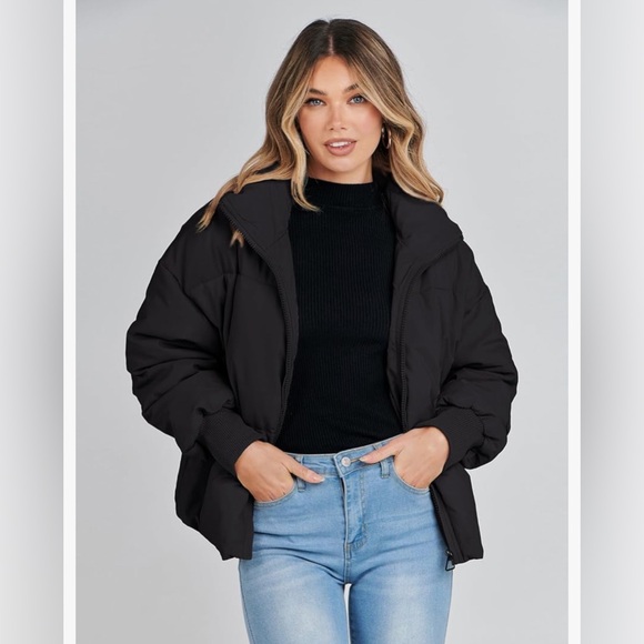 Merokeety Jackets & Blazers - MEROKEETY Women's Long Sleeve Zip Puffer Jacket Pockets Baggy Short Coats